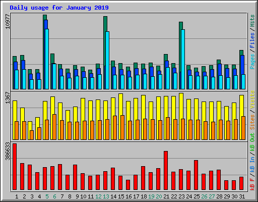 Daily usage for January 2019