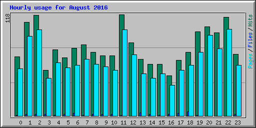 Hourly usage for August 2016